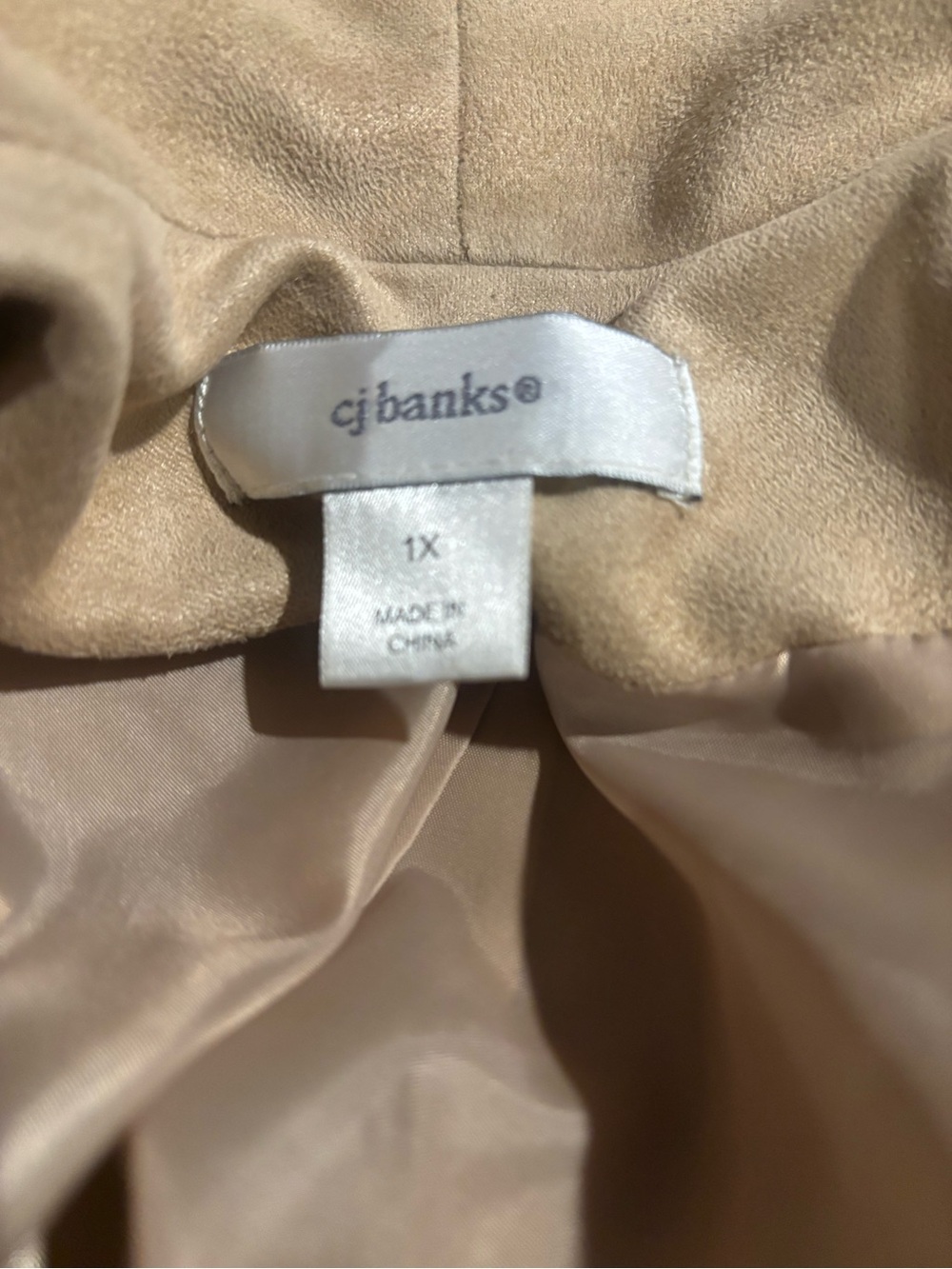 CJ Banks Taupe Suede-Look Jacket - Light Taupe - Picture 2 of 9